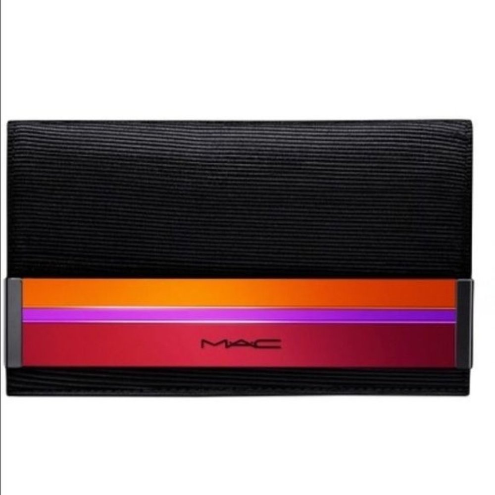 MAC Black orange metallic slim evening bag NEW